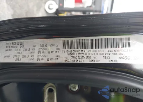 2018 Ram 1500 Big Horn 4X2 5'7 Box z USA, uszkodzony, nr VIN 1C6RR6LTXJS244905